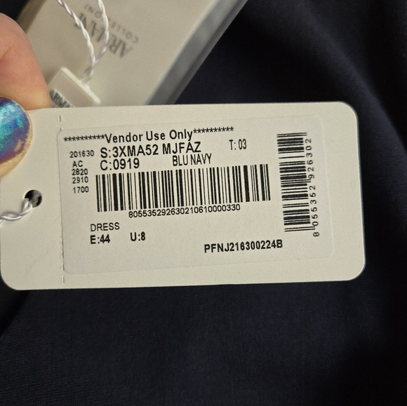 Armani Collezioni Milano Jersey Faux Wrap Navy Midi Dress Minimalist - Picture 5 of 16